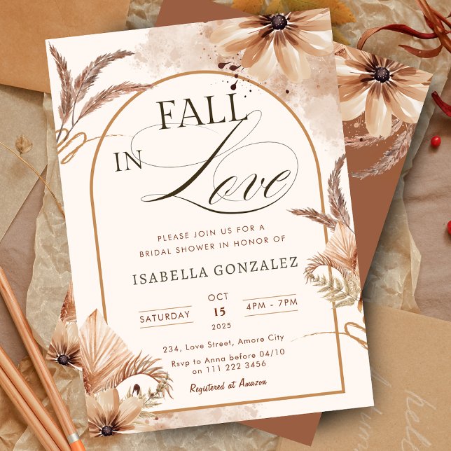 Elegant Fall i Kärlek Möhippa Boho Solros Inbjudningar (Fall In Love Bridal Shower Boho Sunflower Invitation)