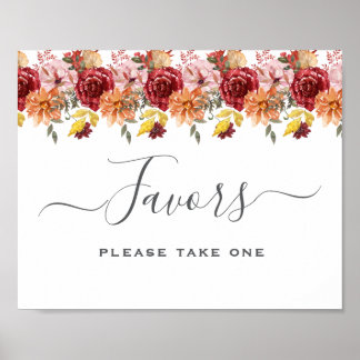 Elegant Fall Leaves Autumn Wedding Favor Sign Poster