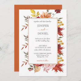 Elegant Fall Leaves Autumn Wedding Inbjudningar