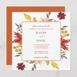 Elegant Fall Leaves Autumn Wedding Inbjudningar