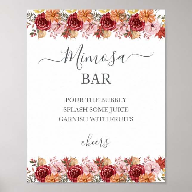 Elegant Fall Leaves Autumn Wedding  Poster (Framsidan)