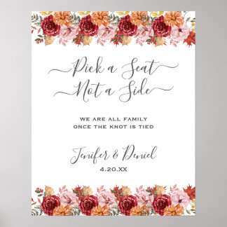 Elegant Fall Leaves Autumn Wedding  Poster