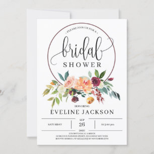 Elegant Fall marigold Burgundy och blommor Inbjudningar