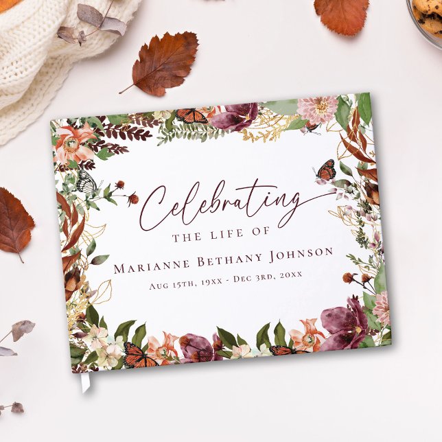 Elegant Fall Memorial Celebration of Life Gästböcker (Skapare uppladdad)