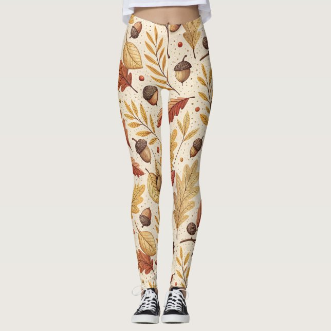 Elegant Fall Mönster Leggings (Framsida)