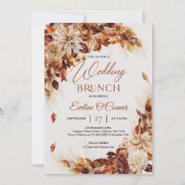 Elegant fall och höstblommor bröllop brunch inbjudningar
