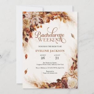Elegant fall och höstkopparblommigt Bachelorette Inbjudningar