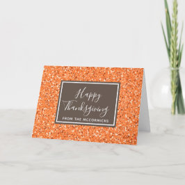 Elegant Fall Orange Glitter Thanksgiving Anpassnin Helgkort