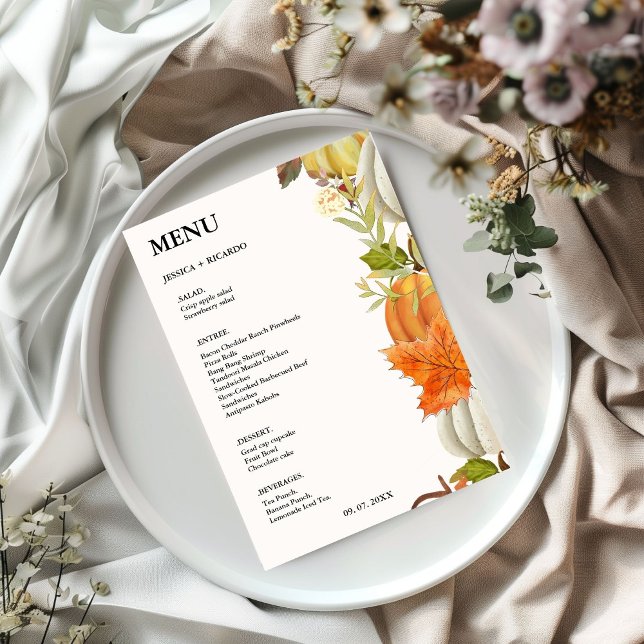 Elegant Fall Pumpa höstlöv Bröllop Meny (Skapare uppladdad)