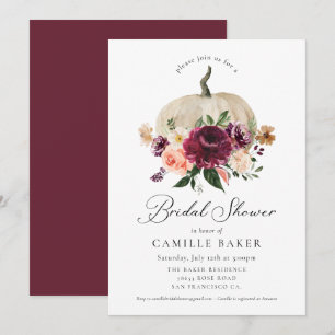 Elegant Fall Pumpkin Burgundy Blommigt Möhippa Inbjudningar