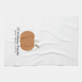 Elegant Fall Pumpkin Family Namn Thanksgiving Kökshandduk