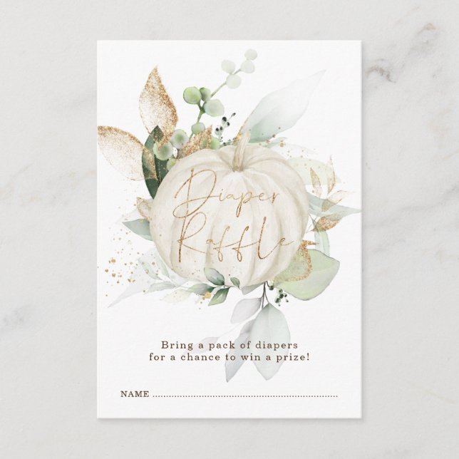 Elegant Fall Pumpkin Grey Guld Diaper Raffle Tilläggskort (Framsida)