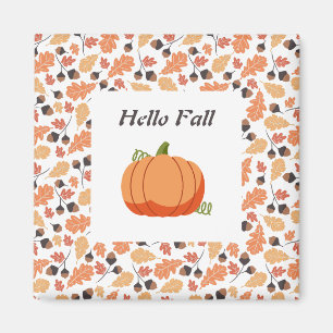 Elegant Fall Pumpkin med Höst löv Mönster Magnet