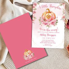 Elegant Fall Rosa Pumpkin Baby Shower Inbjudningar
