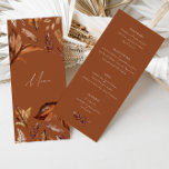 Elegant Fall Terracotta Löv Bröllop Meny<br><div class="desc">Med sin elegant, rustik terracotta färg-palett och delikata blommigtar tillför det här menykortet en aning sofistikering till din matupplevelse. Det här menykortet är utformat med uppmärksamhet på detaljer och förbättrar mottagningens allmänna ambitioner och garanterar en minnesvärd matupplevelse full av smak och charm. Designad att samordna med för inbjudan till Harper-bröllop....</div>