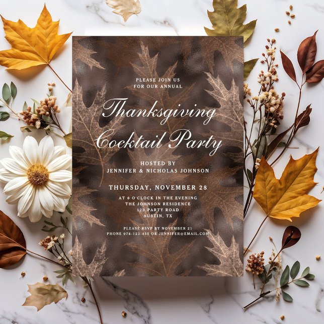 Elegant Fall Thanksgiving Cocktail Party Inbjudningar (Elegant Fall Thanksgiving Cocktail Party Invitation)