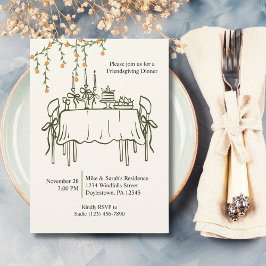 Elegant Fall Thanksgiving Friendsgiving middag Inbjudningar