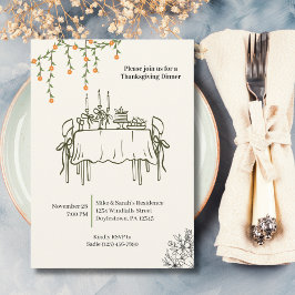 Elegant Fall Thanksgiving Friendsgiving middag Inbjudningar