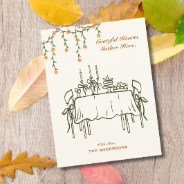 Elegant Fall Thanksgiving Friendsgiving middag Vykort