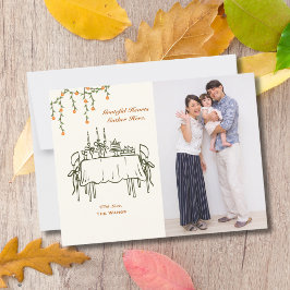Elegant Fall Thanksgiving Friendsgiving middag Vykort