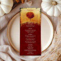 Elegant Fall Träd Bröllop Menu