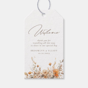 Elegant Fall Vild Flowers Bröllop Hotel Välkommen Presentetikett