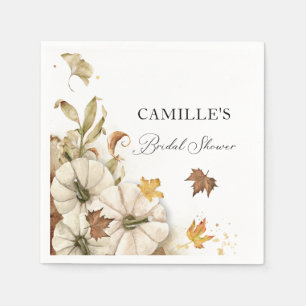 Elegant Fall Vit Pumpa Bröllopsdusch Papper Pappersservett