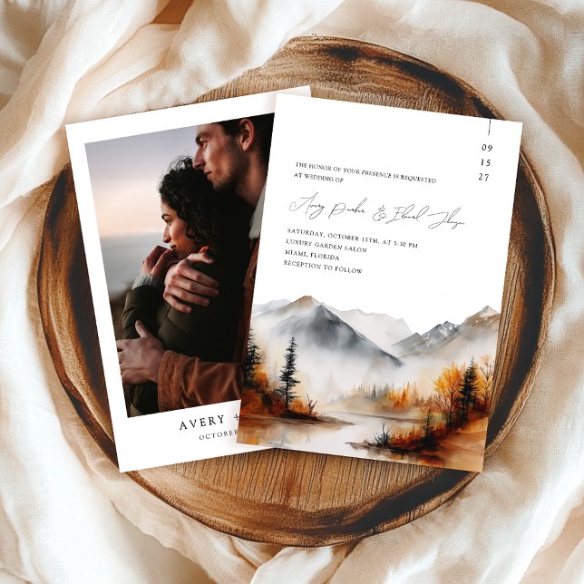 Elegant Fall Wedding Boho Photo Inbjudningar (Skapare uppladdad)