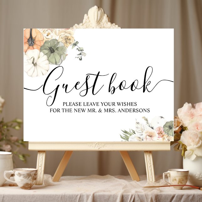 Elegant Fall Wedding Guest Bok-tecken | Vattenfärg Poster (Skapare uppladdad)