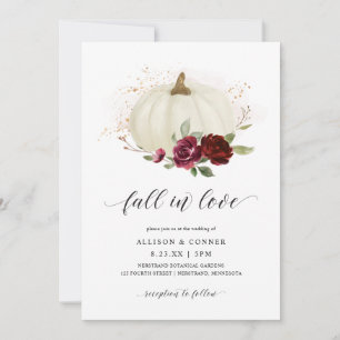 Elegant Fall Wedding Pumpkin Burgundy Ro Inbjudningar
