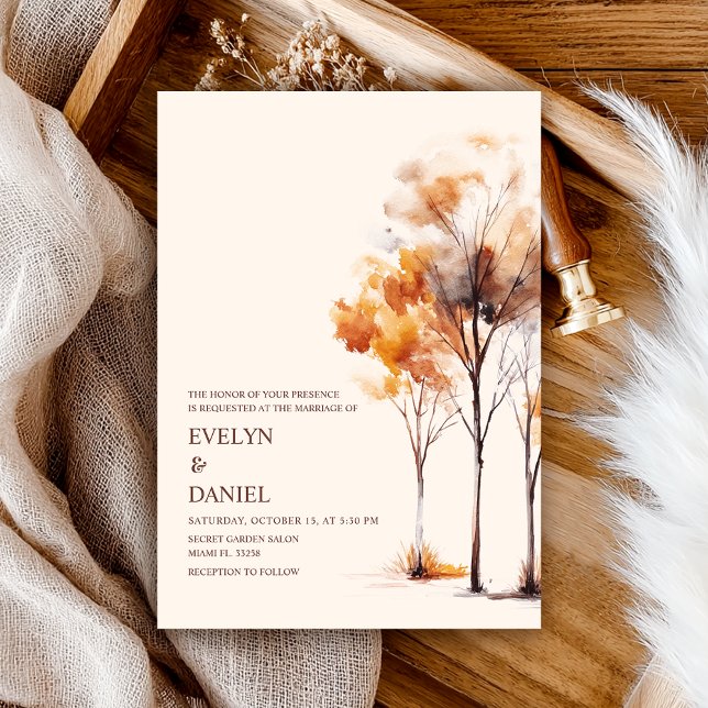 Elegant Fall Wedding Rustic Watercolor Inbjudningar (Skapare uppladdad)