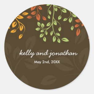 Elegant Fall Wedding Stickers Runt Klistermärke