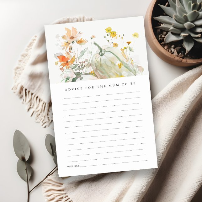 Elegant Fall Wildblomma Pumpkin Baby Shower Advice (Skapare uppladdad)