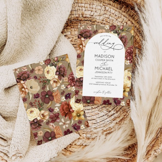 Elegant Fall WildblommBlommigt Arch Bröllop Inbjudningar (Skapare uppladdad)