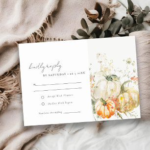 Elegant Fall Wildblompumpkin Watercolor Bröllop OSA Kort