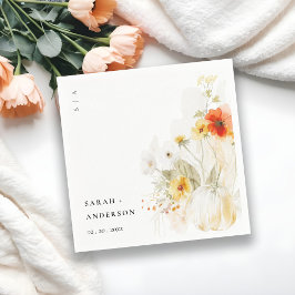 Elegant Fall Wildblompumpkin Watercolor Bröllop Pappersservett