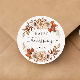 Elegant Fall Wreath Happy Thanksgiving Runt Klistermärke