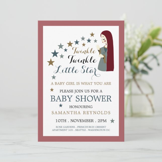 Elegant Falling Stars, Baby Shower Inbjudningar (Stående Fram)