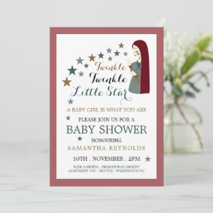 Elegant Falling Stars, Baby Shower Inbjudningar