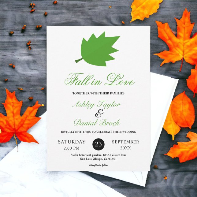 Elegant fallit i Kärlek Höst löv Fallbröllop Inbjudningar (Skapare uppladdad)