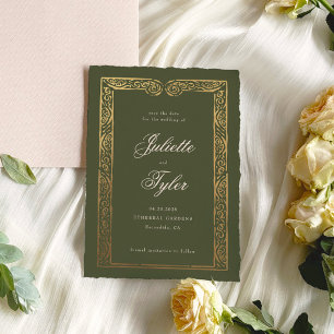 Elegant Fals Folie Bröllop Save The Date-kort Spara Datumet