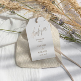 Elegant Fals Metallisk Guld Kalligrafi Bröllop Presentetikett