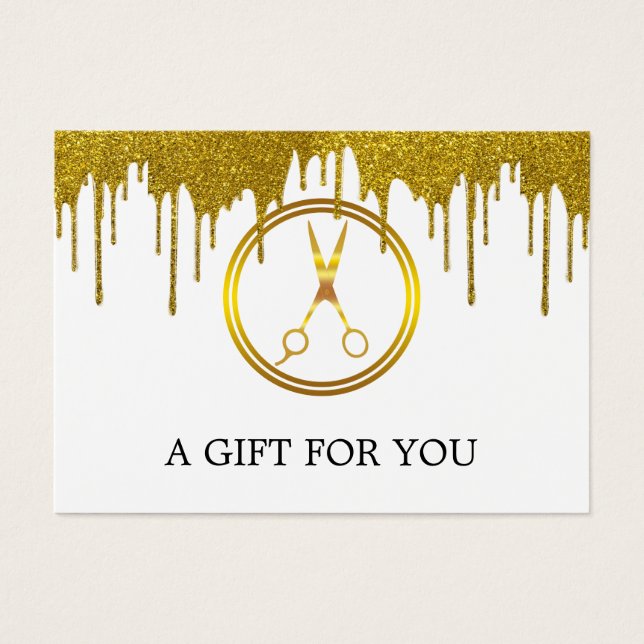 Elegant falsk guld cirkel sax glittrig dropp visitkort (Framsidan)