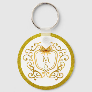 Elegant falsk guld folie monogram bröllopsfavorit nyckelring