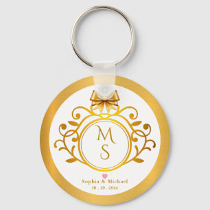 Elegant falsk guld folie monogram bröllopsfavorit nyckelring