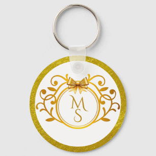 Elegant falsk guld folie monogram bröllopsfavorit nyckelring