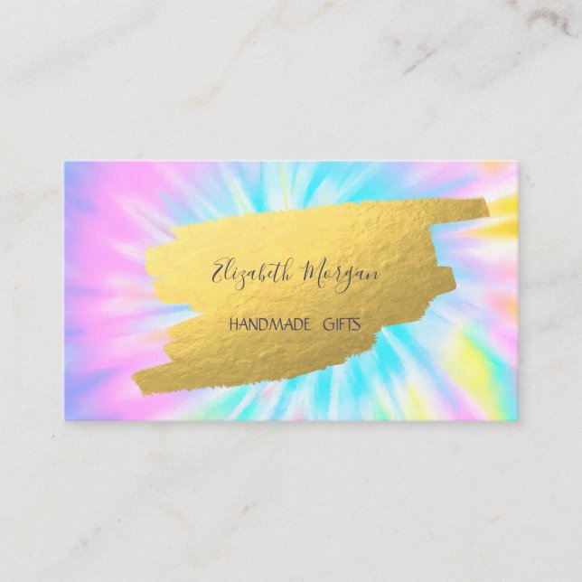 Elegant Falsk Guld Folie Penseldrag Tie Dye Visitkort (Framsida)