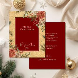 Elegant Falsk Guld God Jul Poinsettia Julkort