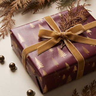 Elegant Falsk Guld Tall Skog Jul Presentpapper