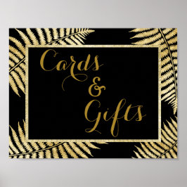 Elegant Falsk Guldblad Bräken Bröllop Poster